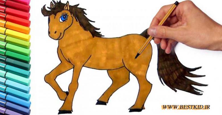 نقاشی ساده اسب برای کودکان