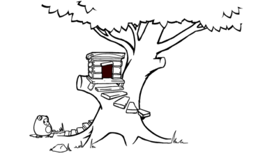 نقاشی خانه درختی ساده کودکانه