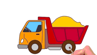 نقاشی کامیون ساده رنگ شده