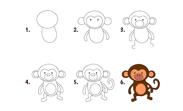 نقاشی گام به گام میمون