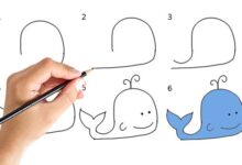 آموزش نقاشی نهنگ کودکانه