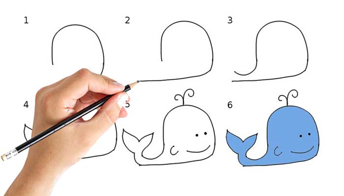 آموزش نقاشی نهنگ کودکانه