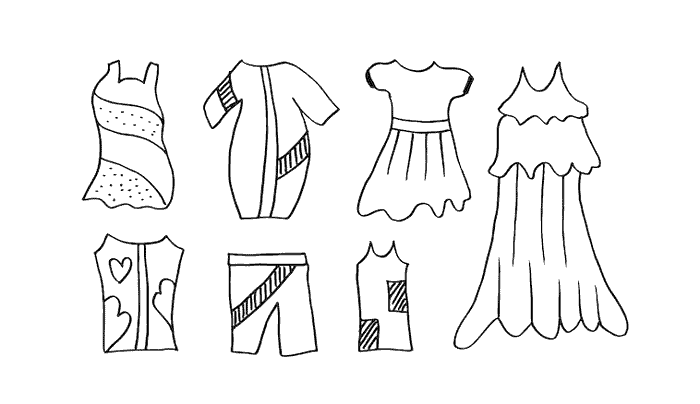 نقاشی ساده انواع لباس