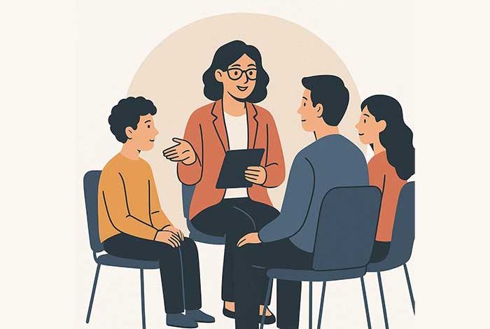 ریپورتاژ مشاور در حال صحبت با کودکان